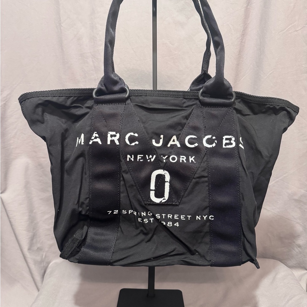 Marc Jacobs Black Canvas Tote with White Logo